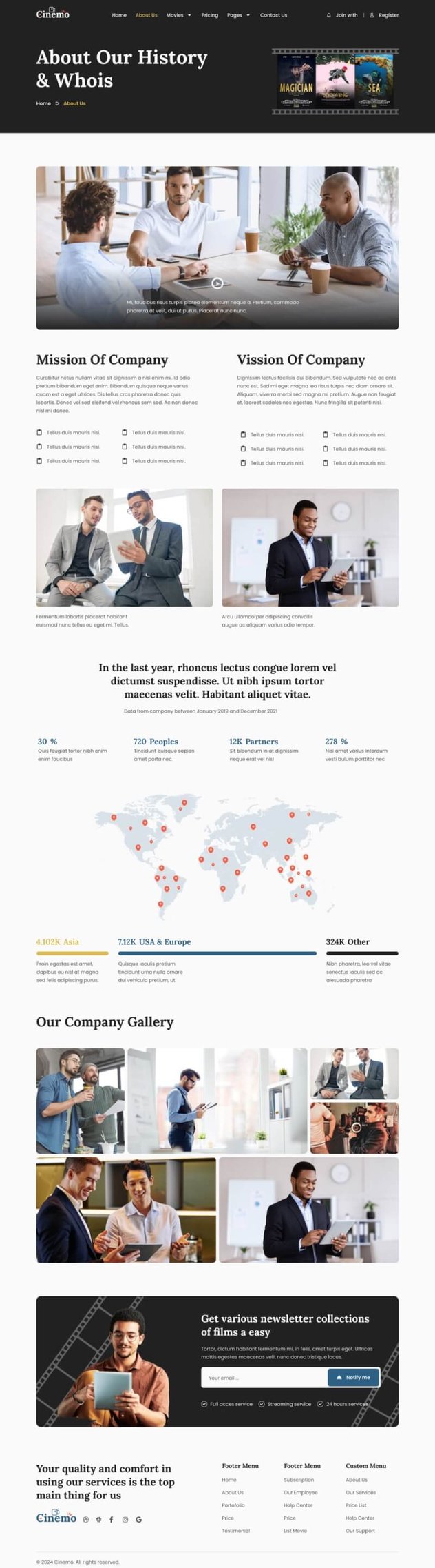 Cinemo Video Streaming Website Elementor Template Kit, WP Template